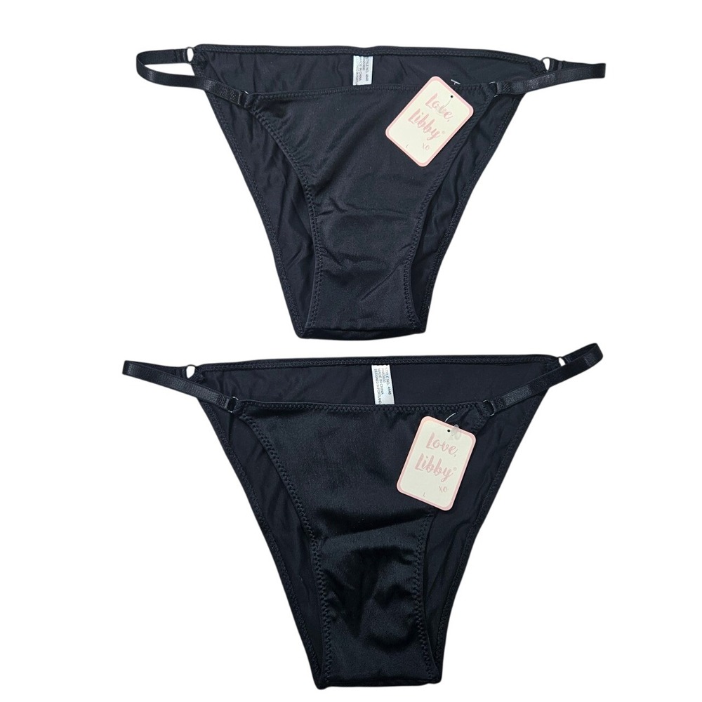 Love Libby Black Style 4648 Bikini Panties Size L Set of‎ 2 Discrete Sexy Wear